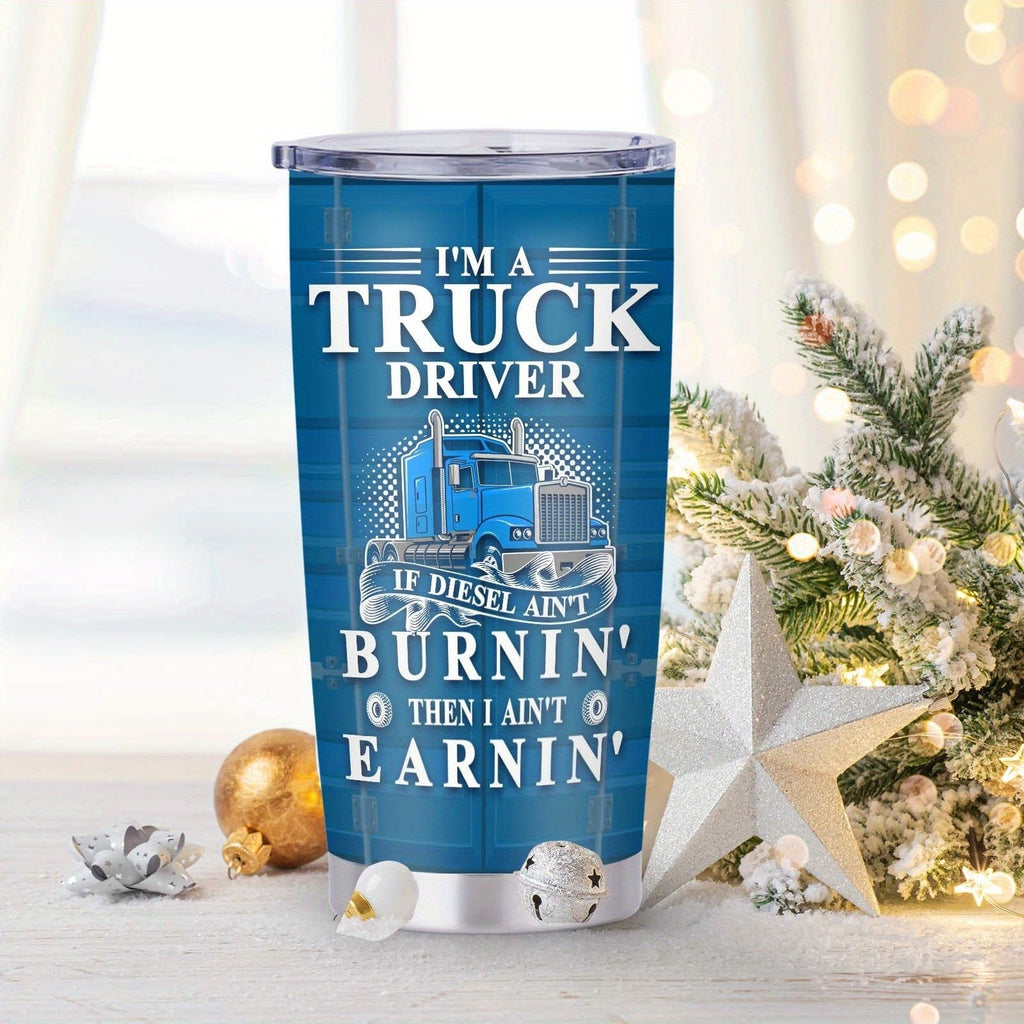 Truck Driver Tumbler 20oz Stainless Steel Insulated Coffee Cup with Lid Birthday Gift for Husband Son Grandpa Nephew Farmer Truck Driver Men for Kitchen & Dining
