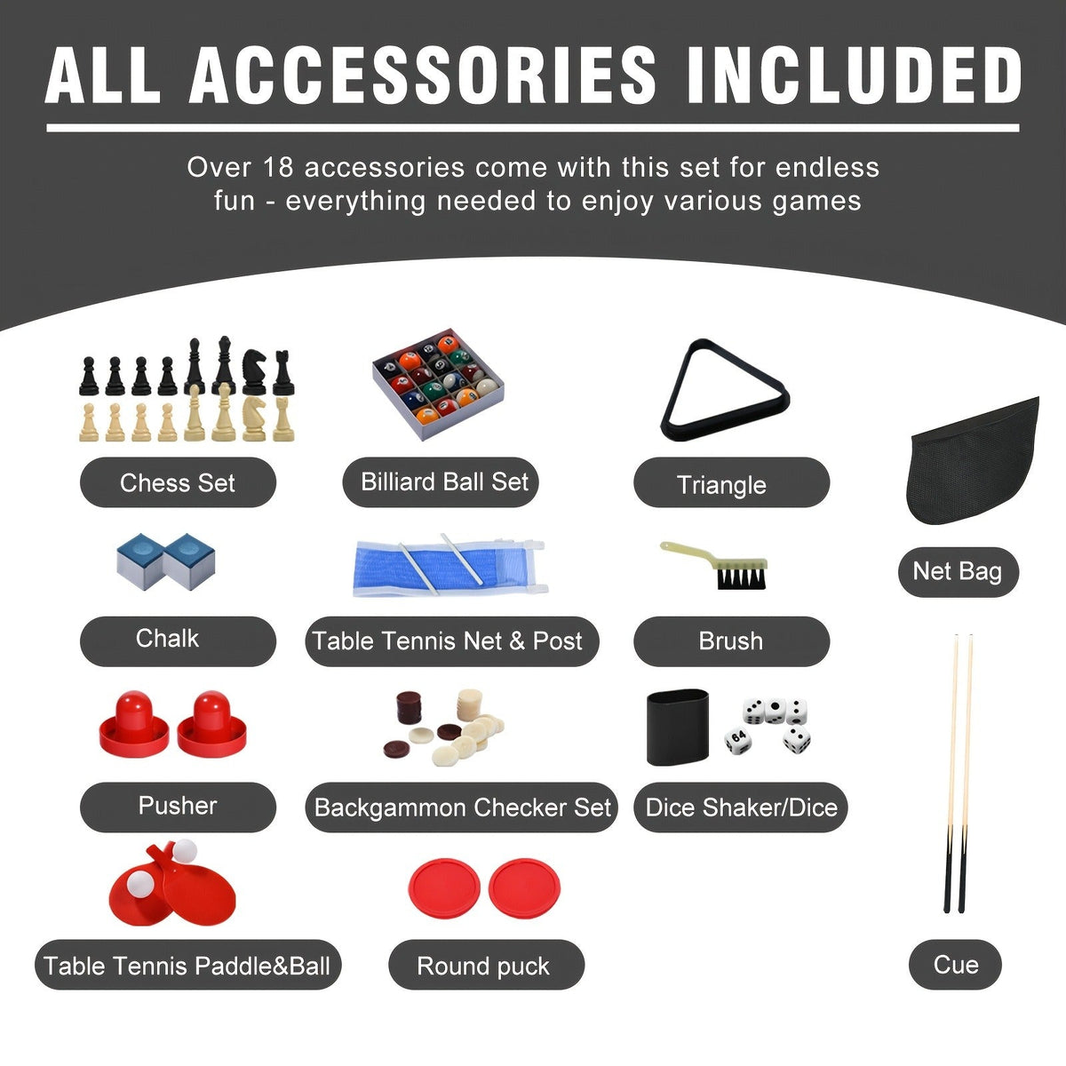 7-in-1 Multi Game Table Combo Set Foosball Hockey Ping Pong Billiards Chess for Home Game Room for Everyday Use - product image 7