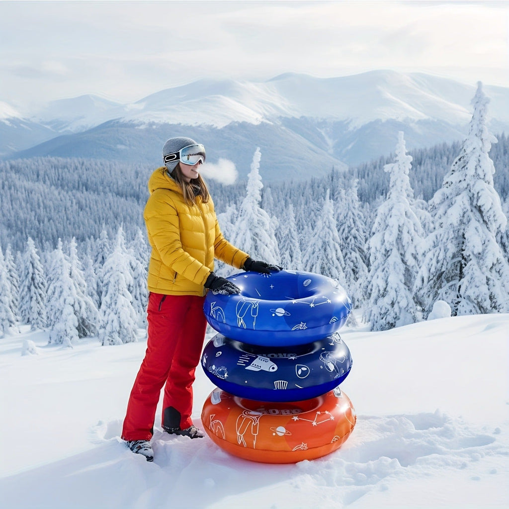Extra-Large PVC Snow Sleds with 2 Dual Handles, Rugged Inflatable Snow Tubes for Hill Sledding, Ski Resort & Outdoor Winter Snow Sports – Snow Tubes for Adults 36 Inch 3-Pack