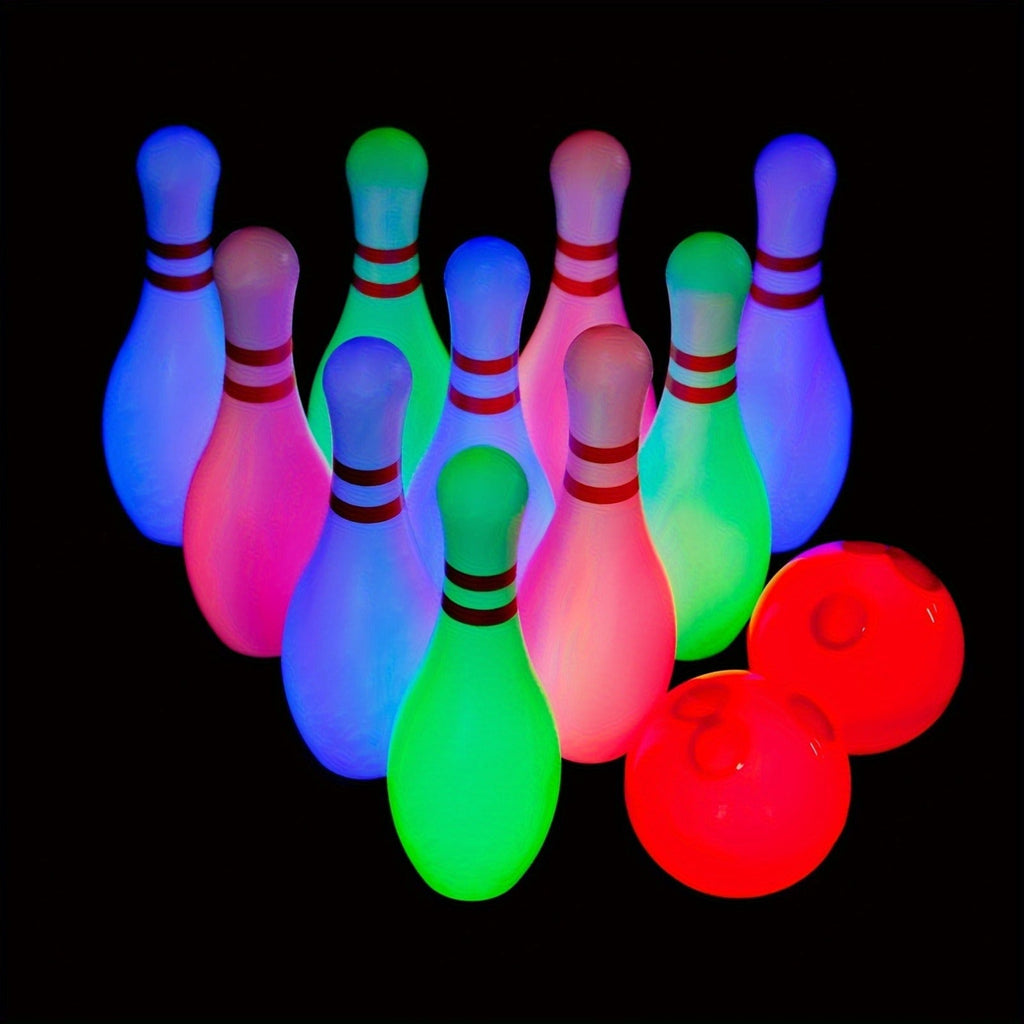 10 Pins & 2 Balls Indoor Outdoor Game Boys Girls Birthday Gift – Glow in the Dark Bowling Set for Kids