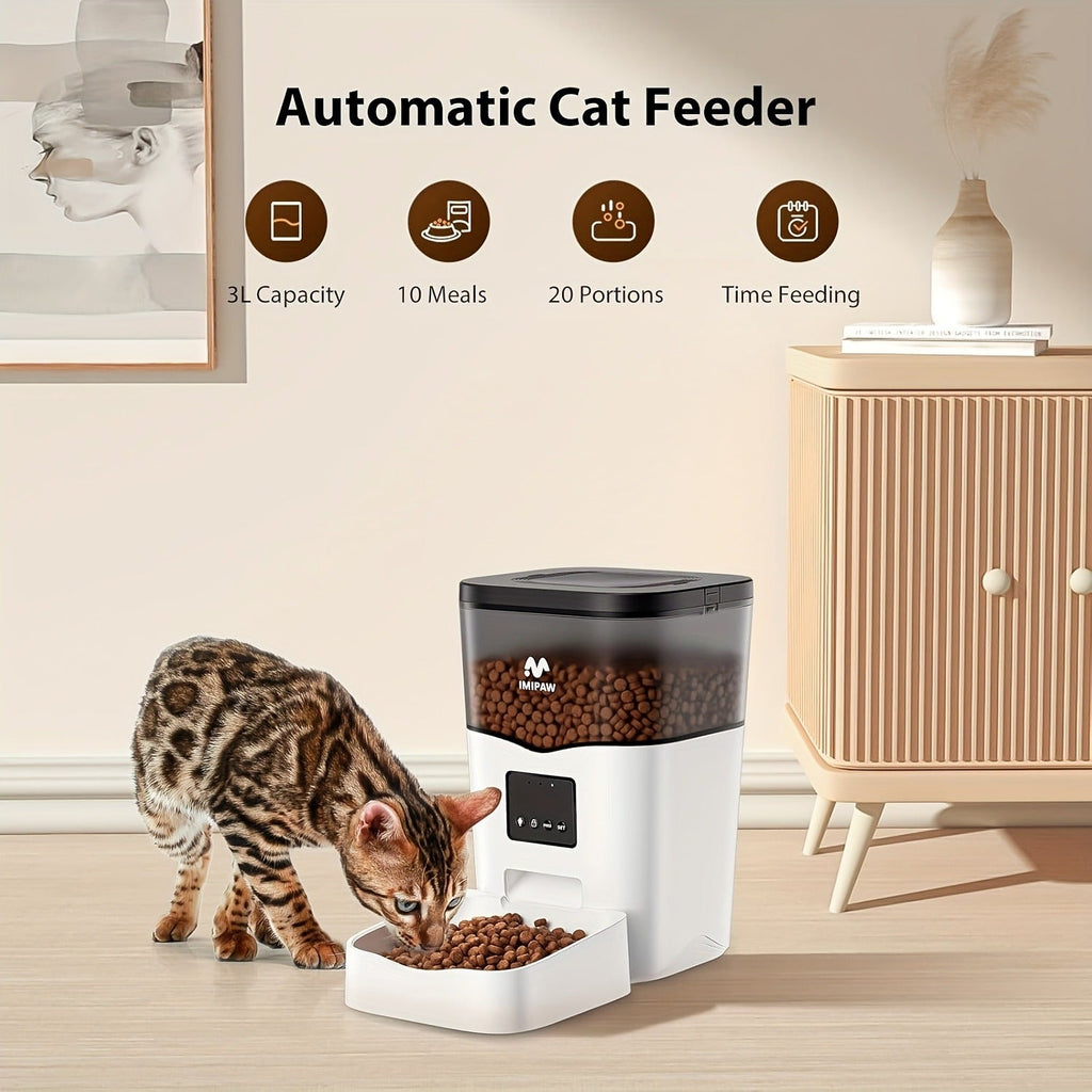 Smart WiFi Automatic Pet Feeder 101oz – App Control, Up to 10 Meals Per Day, HD Camera Option with 2.4G & 5G, Voice Assistant Compatible, USB Powered, Remote - product image