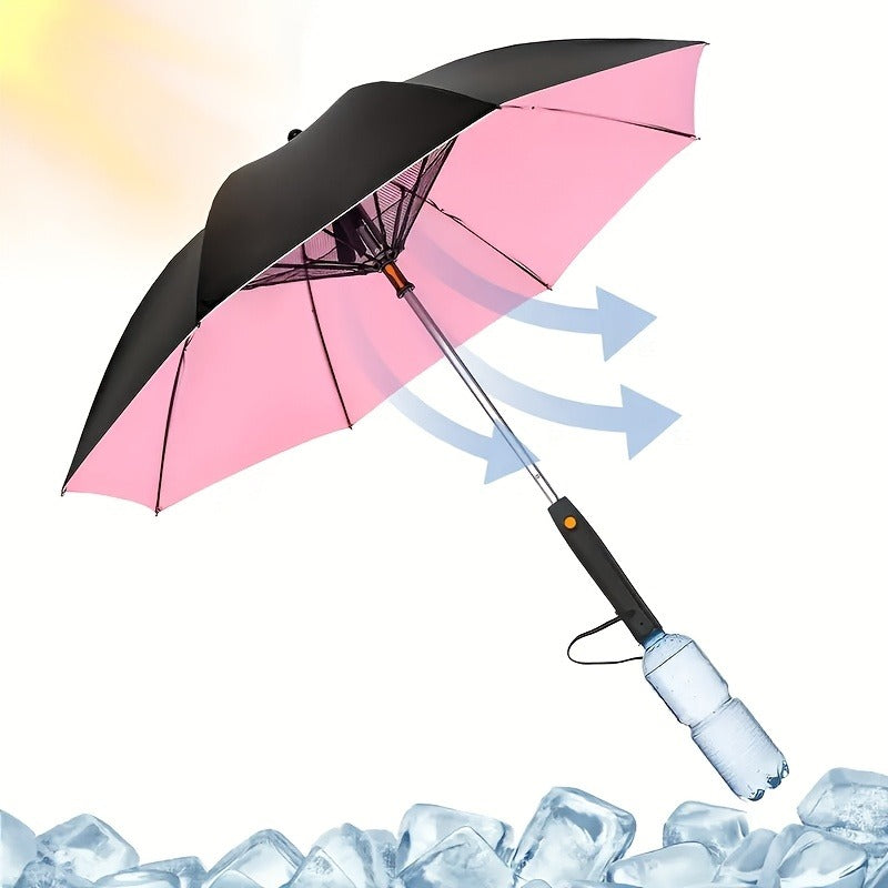 UV Protection Sun & Rain Umbrella with Black Vinyl Coating | 8-Rib Aluminum Frame Windproof Parasol for Outdoor Sun Protection, Sunny & Rainy Days, Includes Matching Water Bottle | Multiple Colors Available