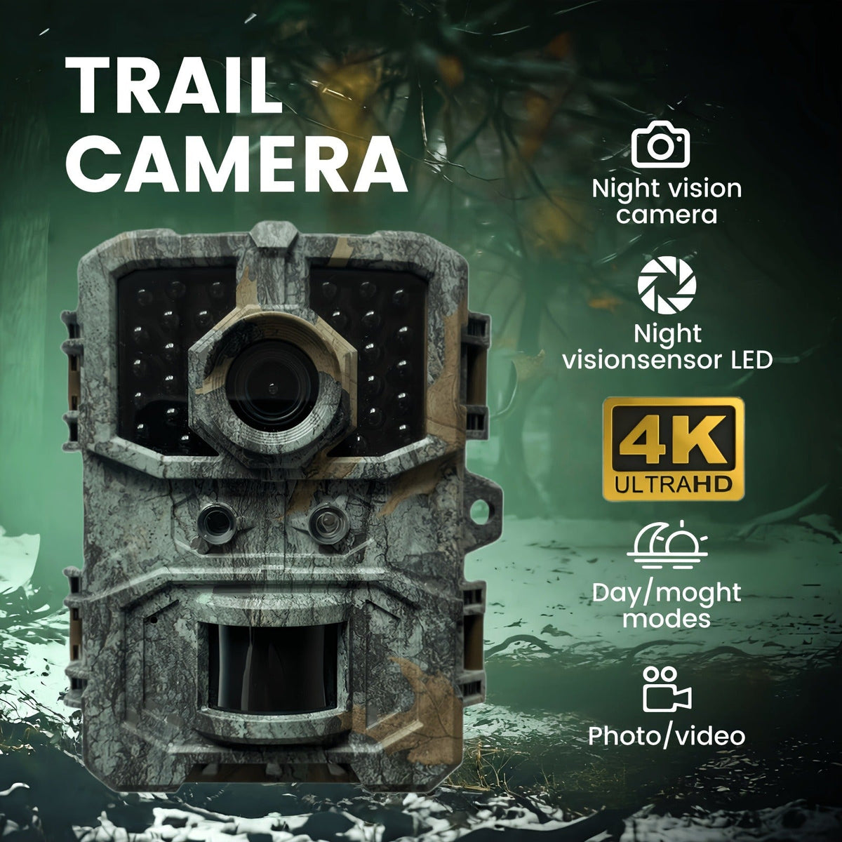 Trail Camera 1080P FHD – KLZO Wildlife Cam – 0.8s Trigger, Camouflage Hunting Camera with Night Vision, 32GB SD Card Compatible - product image 9