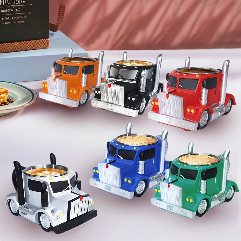 Semi Truck Coffee Mug Handmade Semi-Truck Shaped Cup – Creative Novelty Coffee Tea Mug, Unique Trucker Gift for Men, Truck Drivers & Coffee Lovers – Blue & Black - product image 2