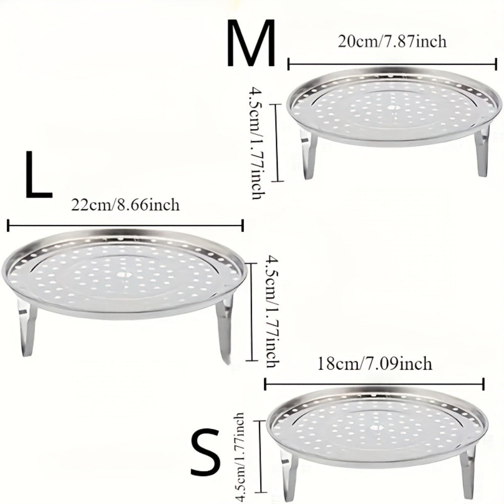 Stainless Steel Steamer Rack Set 3-Piece Multi-Layer Round Steamer Insert with Can Holder – Fits Most Pots for Home Kitchen | Stackable Steam Tray Cooking Rack for Vegetables Dumpl - product image 4