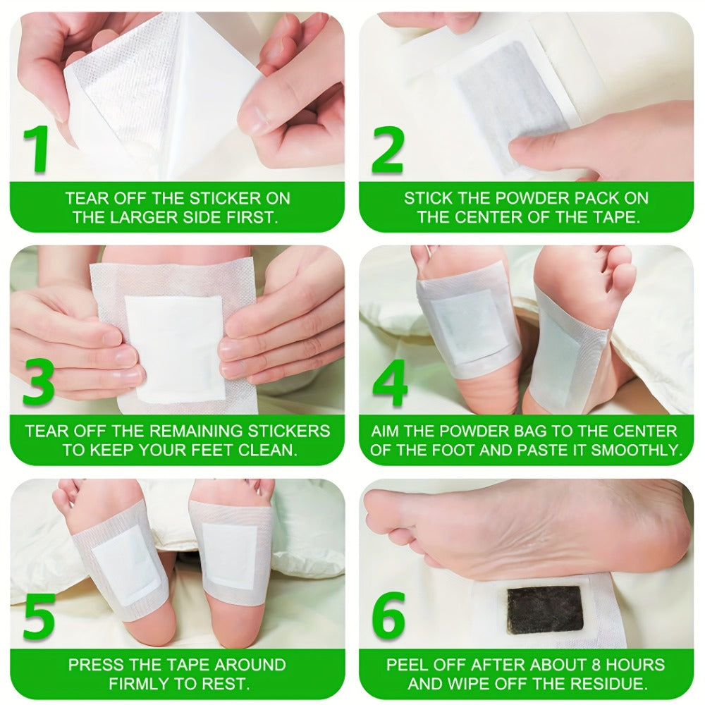 Foot Detox Patches Bamboo Vinegar & Ginger 60 & 160 Pcs - Deep Cleansing Natural Plant Ingredients Alcohol-Free Overnight Moisturizing Foot Pads for Tired Aching Feet - Green Golde - product image 20