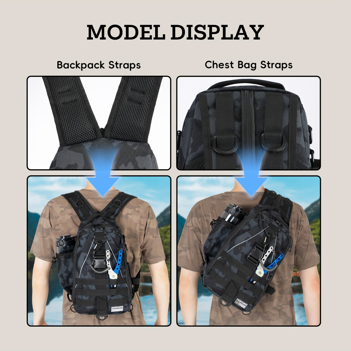 Waterproof Fishing Backpack Tackle Sling Bag | Rod Holder Daypack for Shore, Kayak & Fly Fishing | Men Women Outdoor Gear