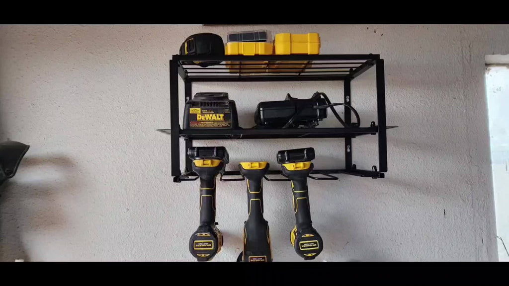 Power Drill Holder Wall Mount – Heavy Duty Tool Storage Rack with 3/4 Layer Floating Shelf | Cordless Drill Organizer | 4/6/8 Drill Holders Workshop Tool Rack for Garage & Workshop - product image 14