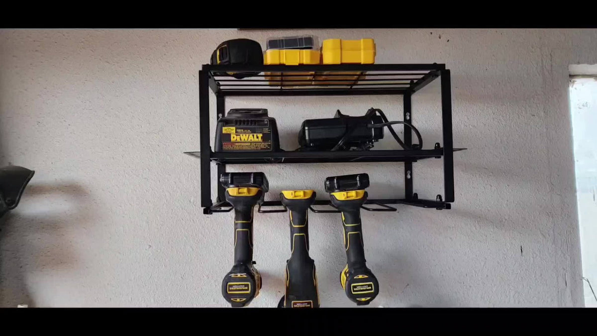 Power Drill Holder Wall Mount – Heavy Duty Tool Storage Rack with 3/4 Layer Floating Shelf | Cordless Drill Organizer | 4/6/8 Drill Holders Workshop Tool Rack for Garage & Workshop - product image 14
