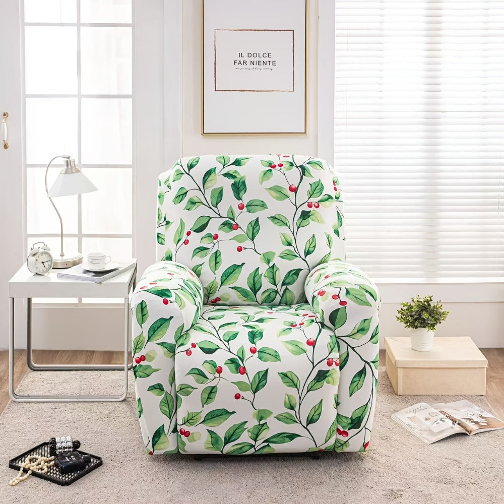 Recliner Slipcover 4pcs Extra Large with Pocket - Spandex Stretch Four Seasons Furniture Protector | Botanical Geometric Prints | Living Room Home Decor Sofa Chair Cover - product image 7
