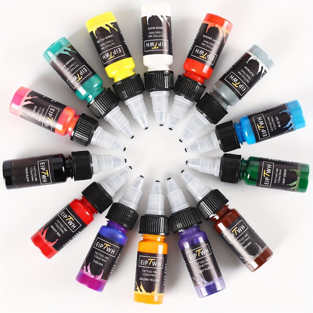 Tattoo Ink Set 14 Colors — EIPTWH 15ml Vivid Pigment Kit, Long-Lasting Skin-Safe Formula, Complete Professional & Beginner Color Palette for Body Art - product image 7