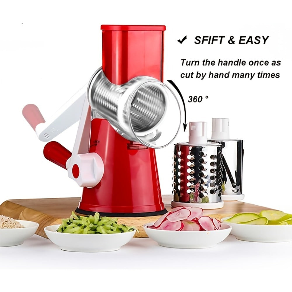 Rotary Cheese Grater with Hand Crank – 3 Interchangeable Blades for Cheese, Vegetables & Nuts, Non-Slip Suction Base, Includes Cleaning Brush – Manual Cheese Shredder for Kitchen ( - product image 11