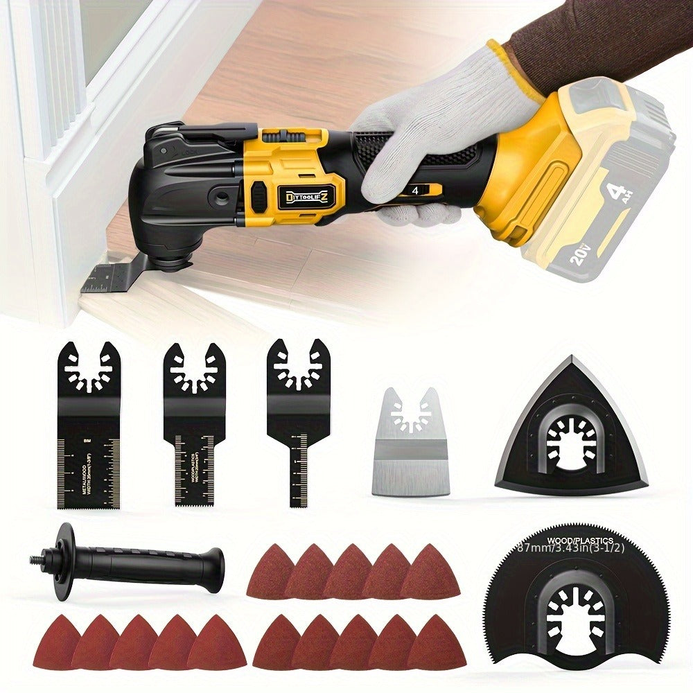Oscillating Multi Tool Brushless Cordless Compatible with DeWalt 20V / 18V Battery – 21000 OPM Variable Speed, 4.5° Oscillating Angle, Anti-Vibration, Wood Cutting Blades & Sanding - product image