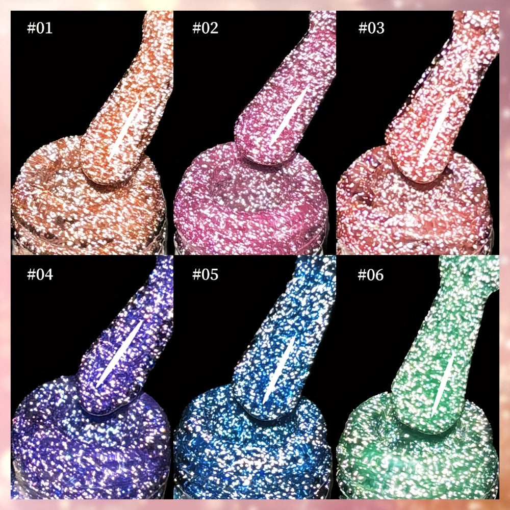 Glitter Gel Nail Polish Set 6pcs Crushed Starlight Sparkling Rhinestone Soak-Off UV LED 0.51oz Each – Photo Frame & Candy Styles Seasonal Nail Art Kit for Women, Salon & Home Manic - product image 7