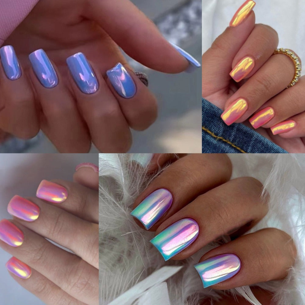 Chrome Nails 96 Pieces 4 Packs Pink Mirror Short Square Press On Nails – Glossy Acrylic Full Cover Fake Nails for Women Girls Summer Dating Personalized Nail Art Kit - product image 20