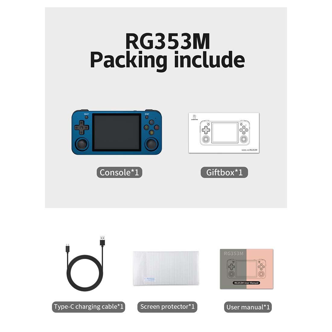 Anbernic RG353M Retro Handheld Game Console | CNC Aluminum Alloy Dual OS Android Linux 3.5" IPS Touchscreen HDMI Hall Joystick 3500mAh Gaming Handheld