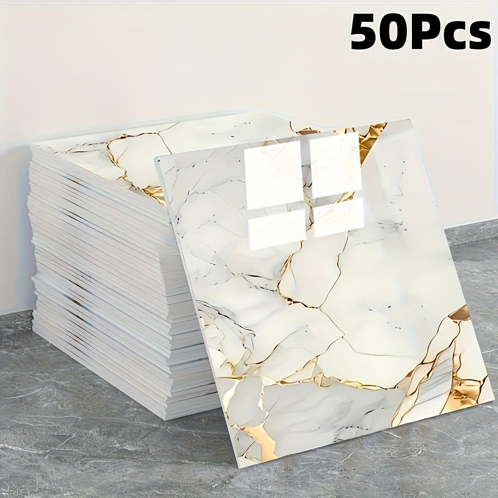 Peel and Stick Wall Tile Stickers Marble Pattern Self-Adhesive Waterproof Glossy Wallpaper 50/100Pcs for Kitchen Bathroom Living Room Home Decor - product image 9