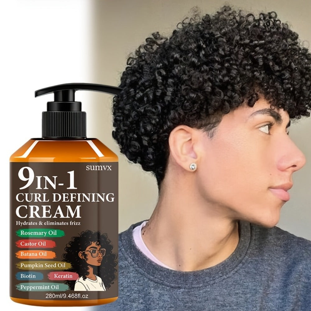 Curl Defining Cream 9-in-1 for Wavy Curly Hair 9.468 fl oz Frizz Control Moisturizing Long-Lasting Hold Non-Greasy Unisex Multi-Benefit Styling Cream Defined Bouncy Healthy-Looking - product image 6
