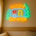 Happy Campers Neon Sign LED Wall Light | Illuminated RV Camper Decor Sign for Campsite Bedroom Man Cave Bar Party Polychrome Glowing Gift for Campers - product image 7