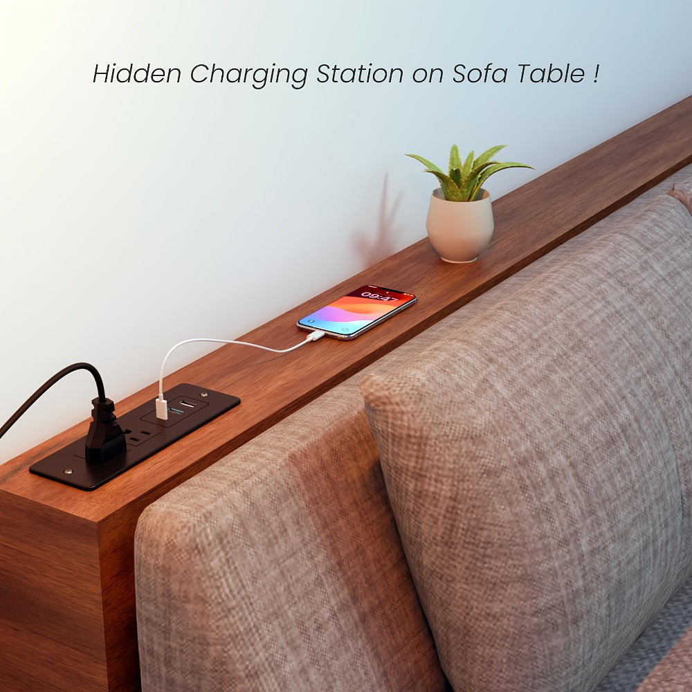 Recessed Power Strip Flush Mount Desk Outlet with USB-C & USB-A Ports In-Desk Power Grommet for Conference Room Office Table Furniture 1.5m Cord - product image 10