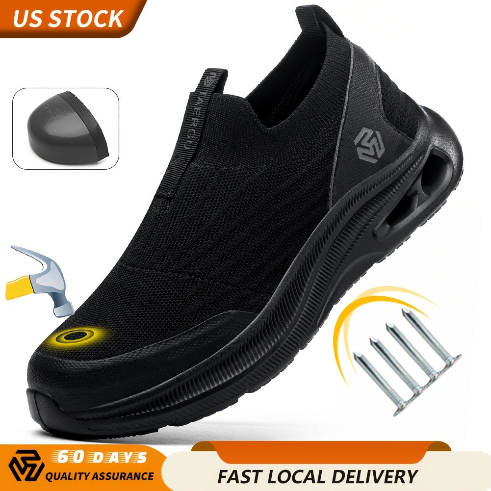 Men's Lightweight Slip-On Steel Toe Work Shoes - Comfortable Sneakers, Puncture-Resistant Loafers, Work Shoes for Men, Available in Black/Grey/Blue, Sizes US - product image