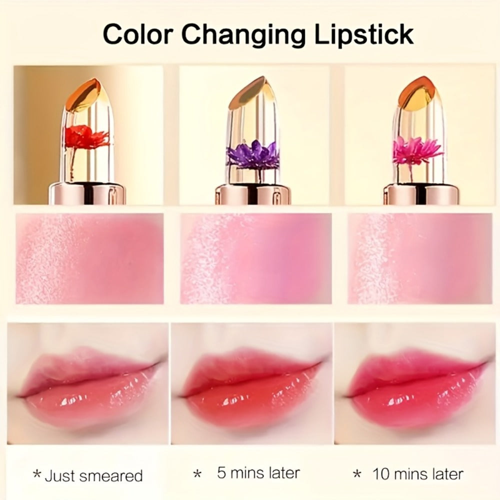 Color Changing Lip Gloss Set 3 Pcs — Temperature Magic Pink Tint Crystal Jelly Balm & Lipstick, Plant Squalane Moisturizing Hydrating Lip Makeup, Valentine's Day Christmas Birthday - product image 4