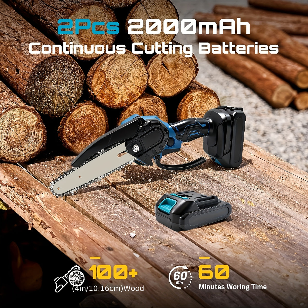 ShinyLink Cordless Mini Chainsaw Suitable for Tree Trimming, 6-Inch Handheld Electric Chainsaw with Battery, Lightweight Portable Chainsaw for Yard Work, Wood - product image 10