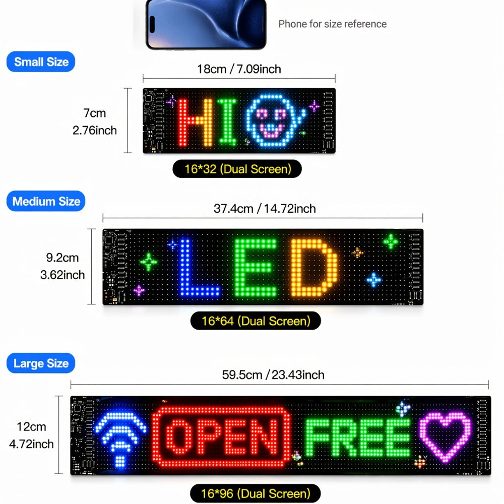 Programmable LED Sign – Flexible Matrix Display with App Control, Custom Text & Animations, Music Sync, USB Powered LED Panel for Bedroom Decor Store Window Business Display (3 Siz - product image 10