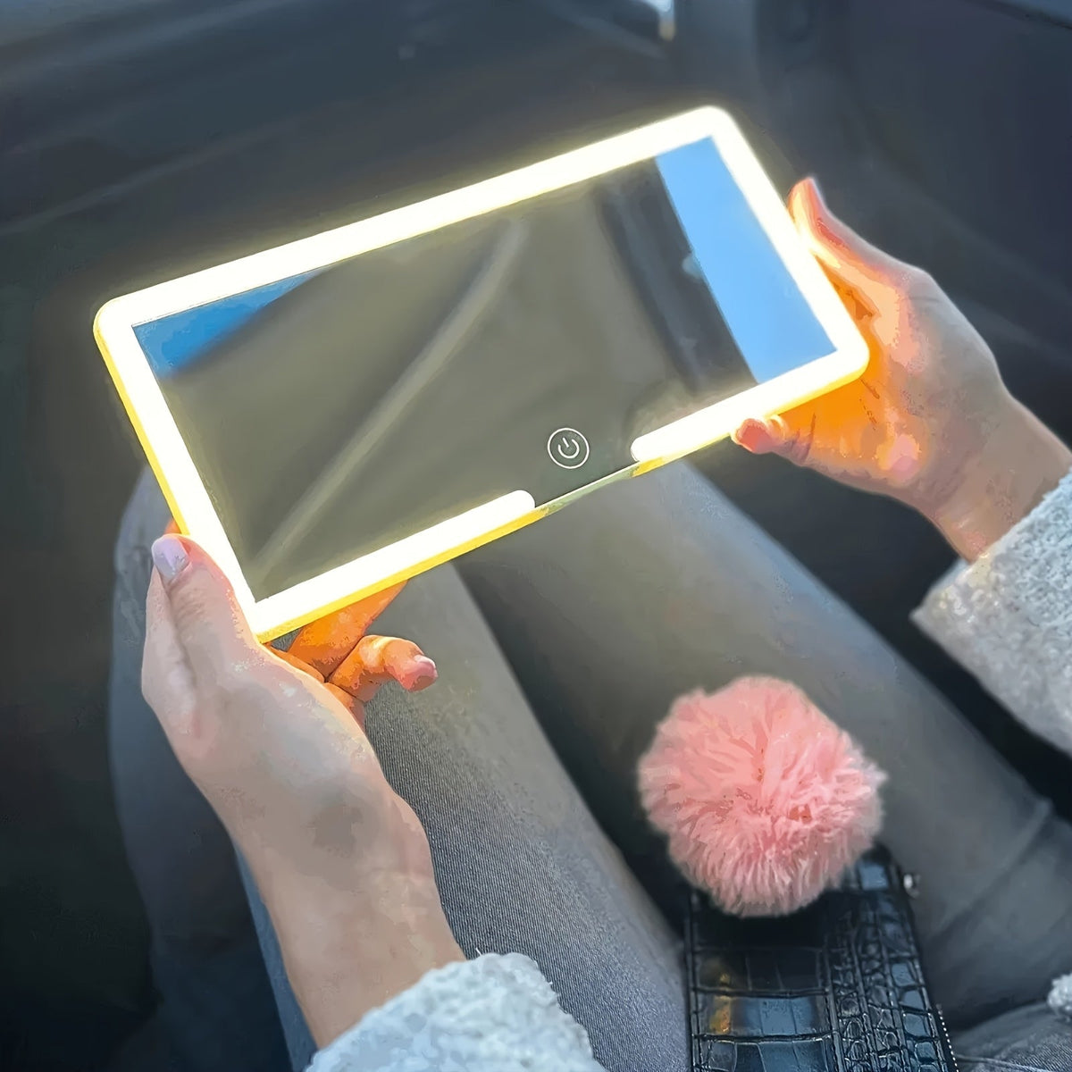 LED Car Vanity Mirror with Lights for Sun Visor, Ultra Thin HD Touch Control 3 Color Lighting Modes USB Powered Clip-On Makeup Mirror for Car Interior, Women Gift for Birthday Chri - product image 7