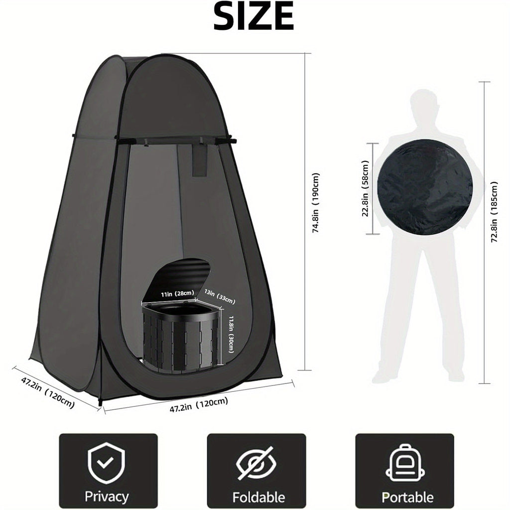 Pop-Up Privacy Tent with Carry-along Camping Toilet for Adults | Ground Stakes & Windproof Ropes for Camping | Foldable Outdoor Shower Changing Potty Tent Kit with 12 Toilet Bags | Hiking | Travel & Picnics