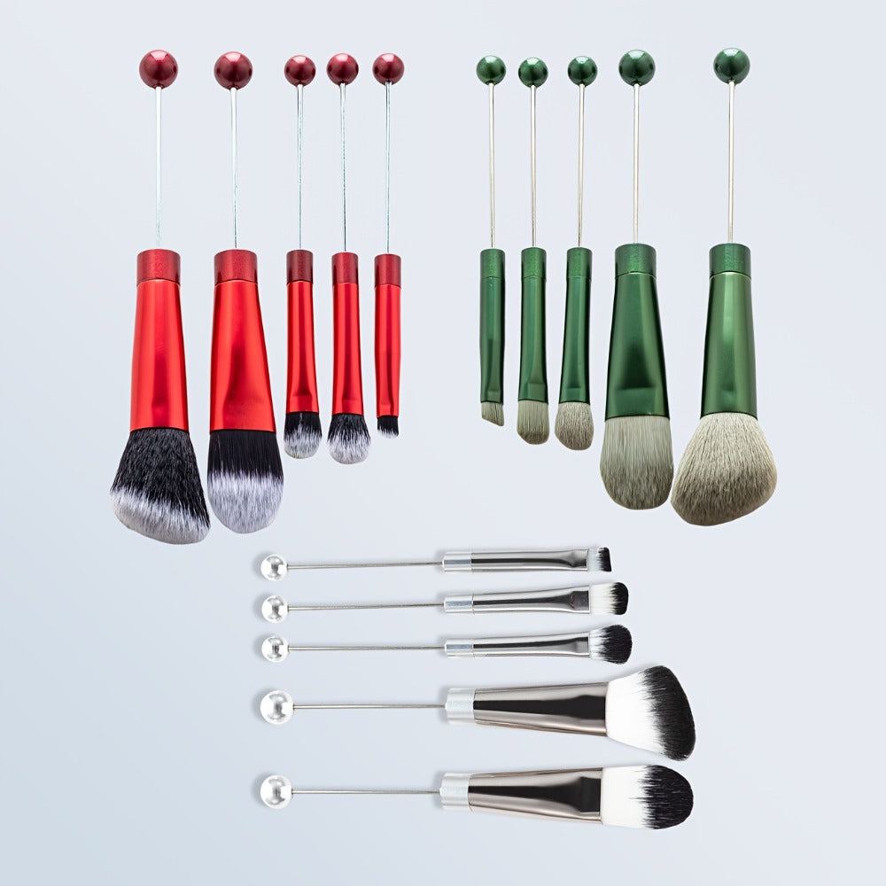 Beadable Makeup Brush Set 15PCS DIY Customizable Metal Handle - Powder Blusher Eye Shadow Slant Brushes for Women Girls - Unique Creative Beauty Gift Birthday Wedding Christmas Par - product image 5