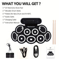 Electronic Drum Set, 9-Pads Roll-Up Electric Drum Pad Kit with Headphone Jack 10Hrs Playtime Built-in Speaker with Drumsticks Pedals, Xmas Birthday Gift for - product image 3