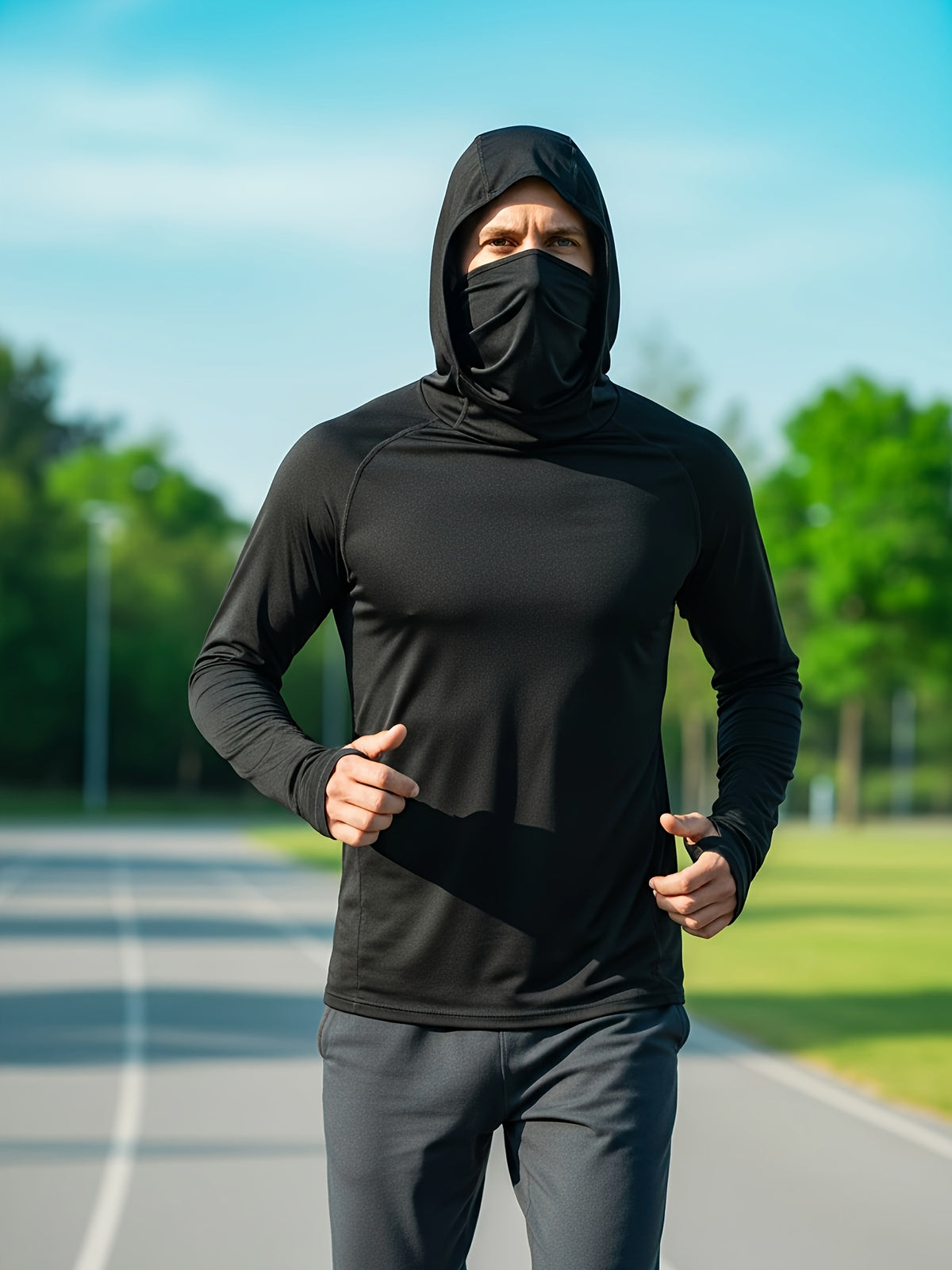 6pcs Men's Fashion Hoodie Set with Built-in Mask Trendy Style Lightweight Comfort, Quick-Dry Breathable 2026 Valentine's Day Gift - product image 5