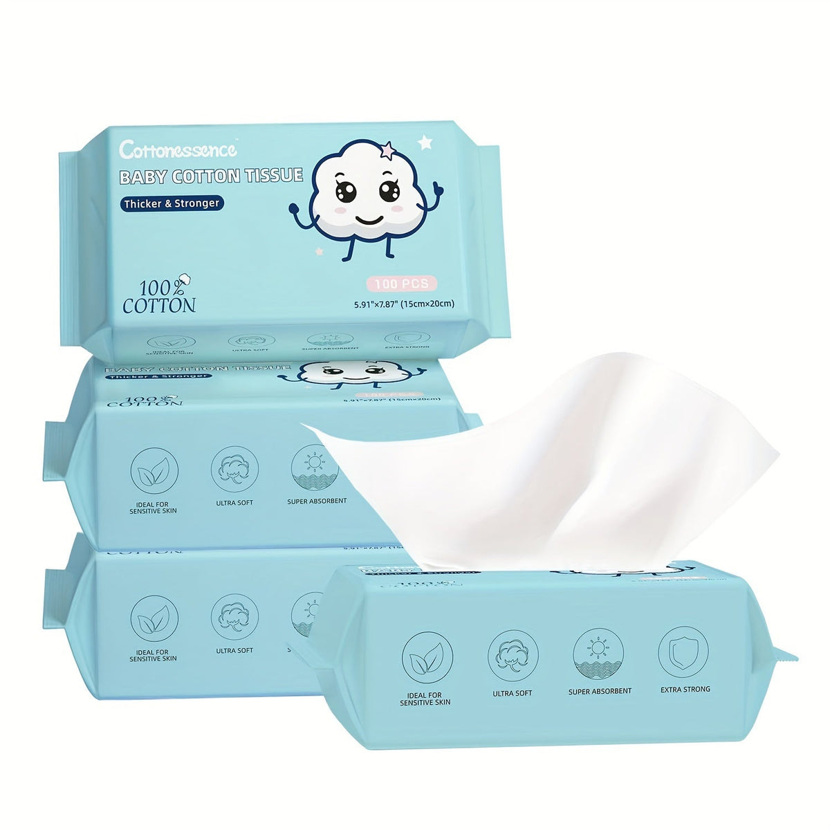 100% Cotton Disposable Face Towels Draw-Style Box 200 400 600 Count — Soft Thick Lint-Free Cleansing Wipes for Facial Care Makeup Removal Wet & Dry All Skin Types Women - product image 15
