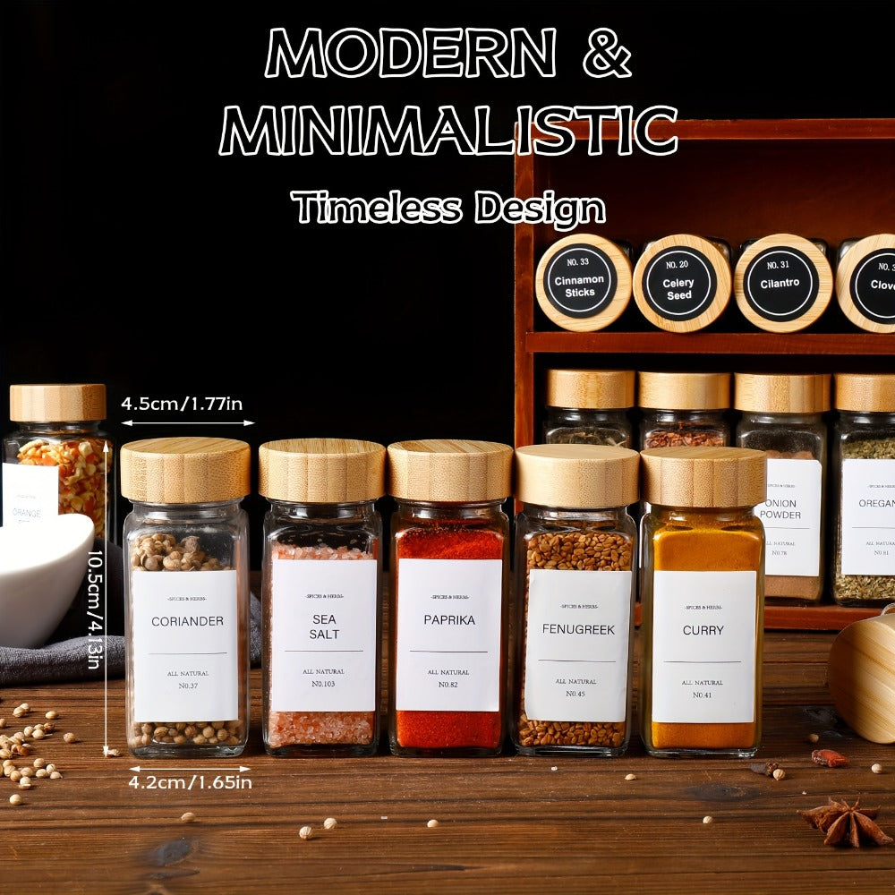 Glass Spice Jars with Labels and Lids 4oz, Empty Spice Bottles with Foldable Funnel for Kitchen Organization, Airtight Condiment Storage Containers for Herbs and Seasonings, Set of - product image 4
