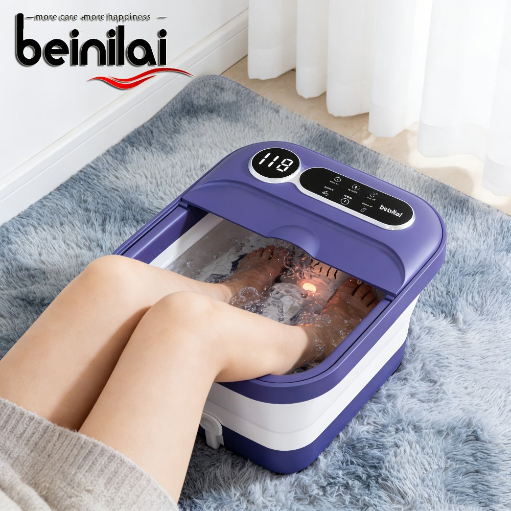 Foot Spa Massager Collapsible with Heater & Temperature Control – Foot Bath with Bubbles, 6 Massage Rollers, Vibration, Red Light Therapy & Auto Massage for Home Foot Care, Black B - product image 2