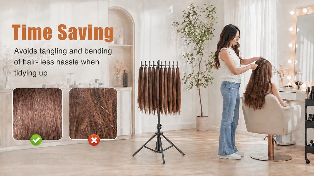 144 Strand Braiding Hair Rack Standing Height Adjustable 30-50 Inch Foldable – Tangle-Free Hair Extension Holder | Knotless Box Braids Cornrows Organizer | Salon Hairstylist Tool B - product image 14