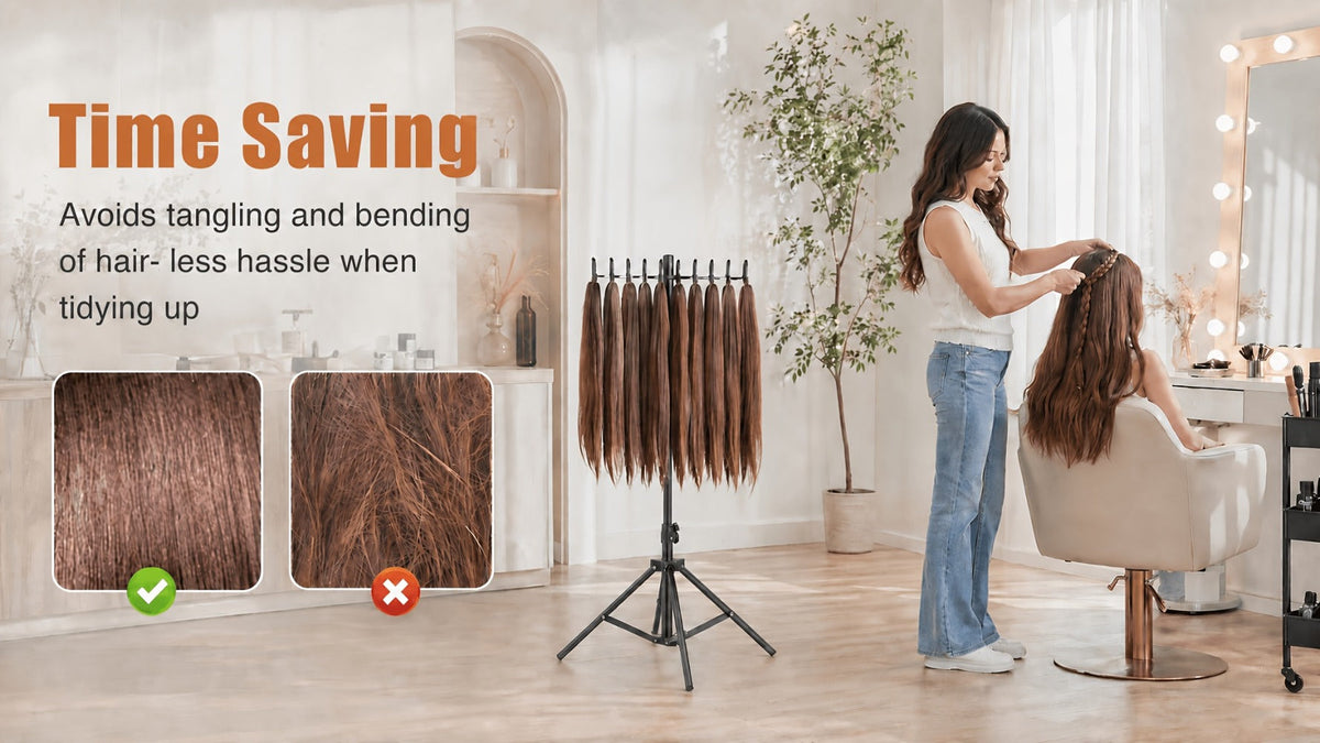 144 Strand Braiding Hair Rack Standing Height Adjustable 30-50 Inch Foldable – Tangle-Free Hair Extension Holder | Knotless Box Braids Cornrows Organizer | Salon Hairstylist Tool B - product image 14