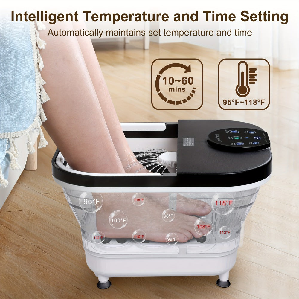 Foldable Foot Spa Bath with 20 Massage Rollers – Touchscreen Temperature Display, Remote Control & Shower Sprayer | Space-Saving Electric Foot Soak Tub for Home Relaxation, Heartfe - product image 4