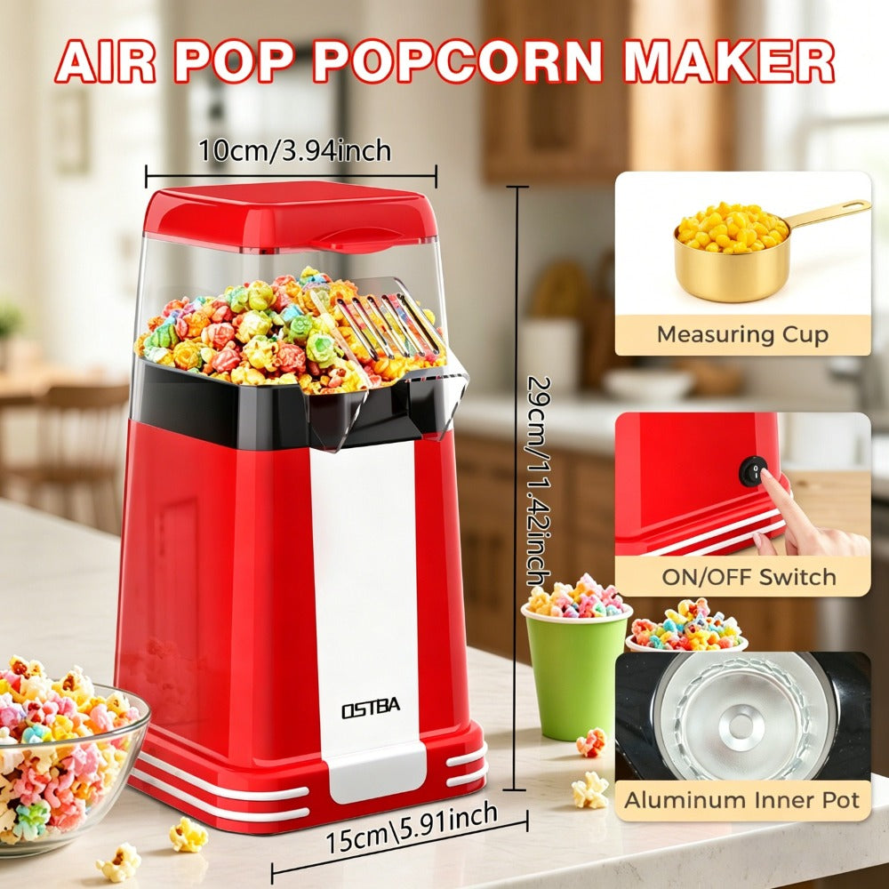 Hot Air Popcorn Popper Maker 16 Cups – Oil-Free Electric Popcorn Machine with Measuring Cup for Kernels & Butter Melting, Healthy Family Snack - product image 5