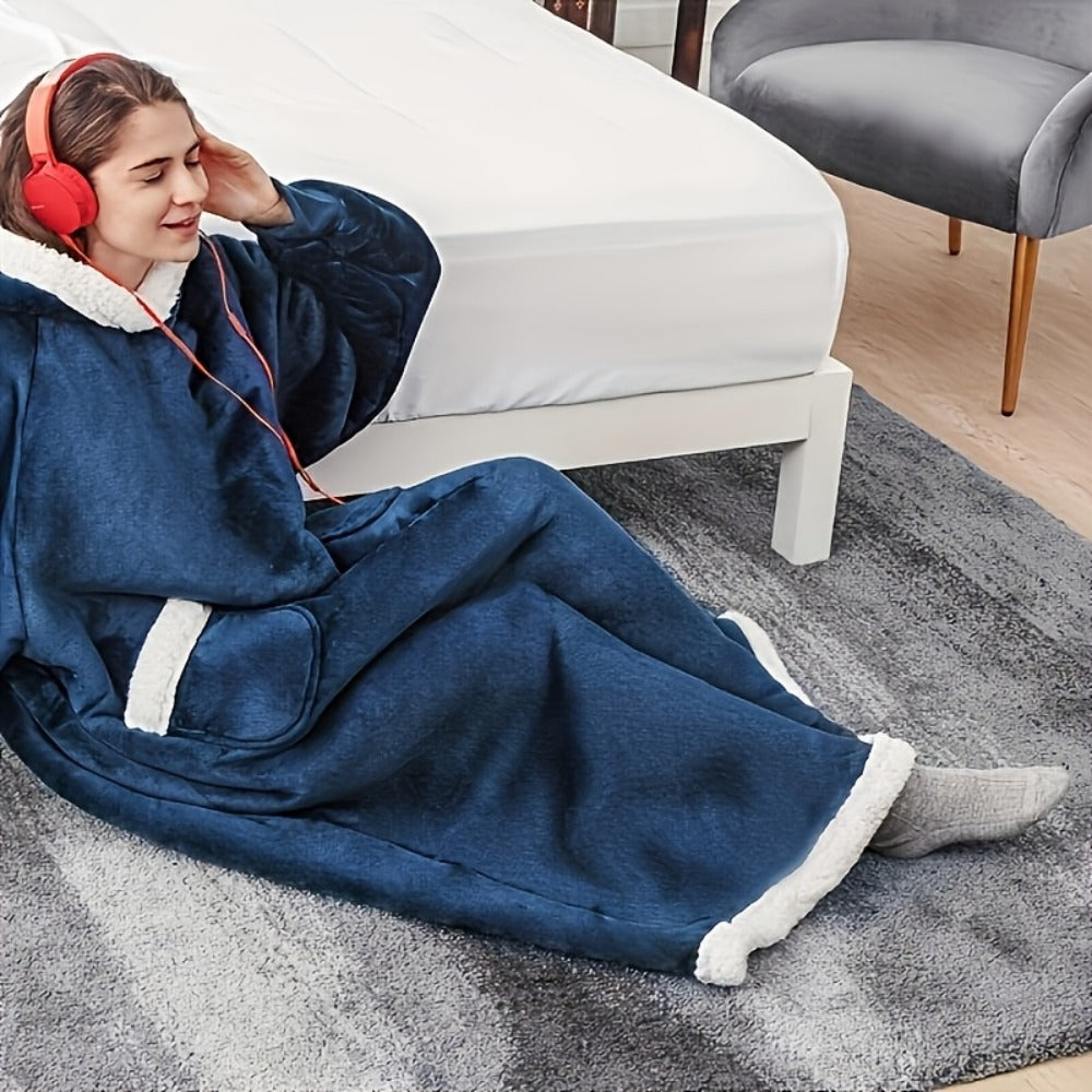 Wearable Blanket Hoodie – Oversized Flannel Sweatshirt Blanket with Pockets for Women & Men, 450-500gsm Thick Warm Winter Cozy - product image 14