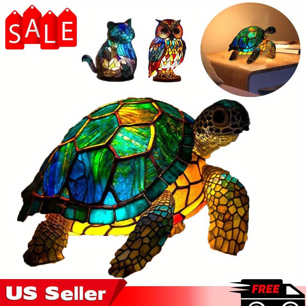 3D Resin Animal Night Light – Bohemian Vintage Dragon, Owl & Sea Turtle Stained Desk Lamp for Bedroom, Home Decor, Birthday & Christmas Gift (Dragon / Owl / Sea Turtle) - product image