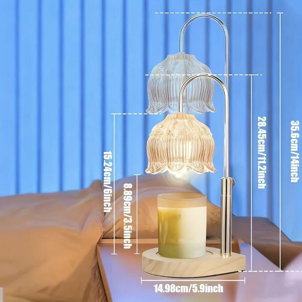 Electric Candle Warmer with Timer, Crystal Wax Melt Warmer Lamp, Adjustable Temperature, Lily Shape Glass Candle Warmer for Scented Jar Candles, 2/4/8 Hour Timer, Holiday Home Deco - product image 4