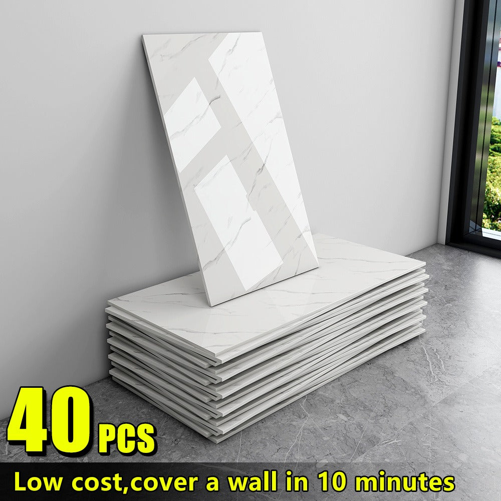 Marble Peel and Stick Wall Panels Self-Adhesive 3D Decorative Tiles - Glossy Marble Sheets for Bathroom Kitchen Living Room - Removable Vinyl Planks White Grey Black Imitation Ston - product image 9
