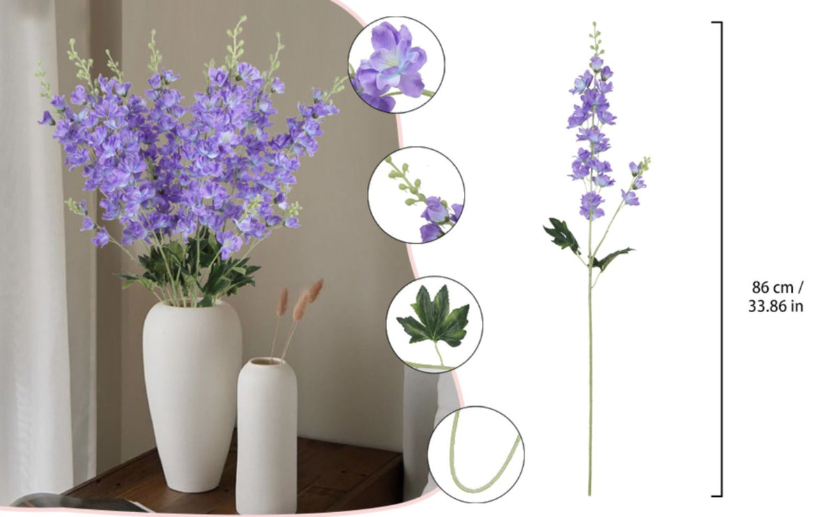 Artificial Delphinium Flowers 8pcs 33.5 Inch Faux Larkspur Stems for Wedding Centerpieces, Tall Silk Flower Bouquet for Home Vase Table Garden Decor - product image 23