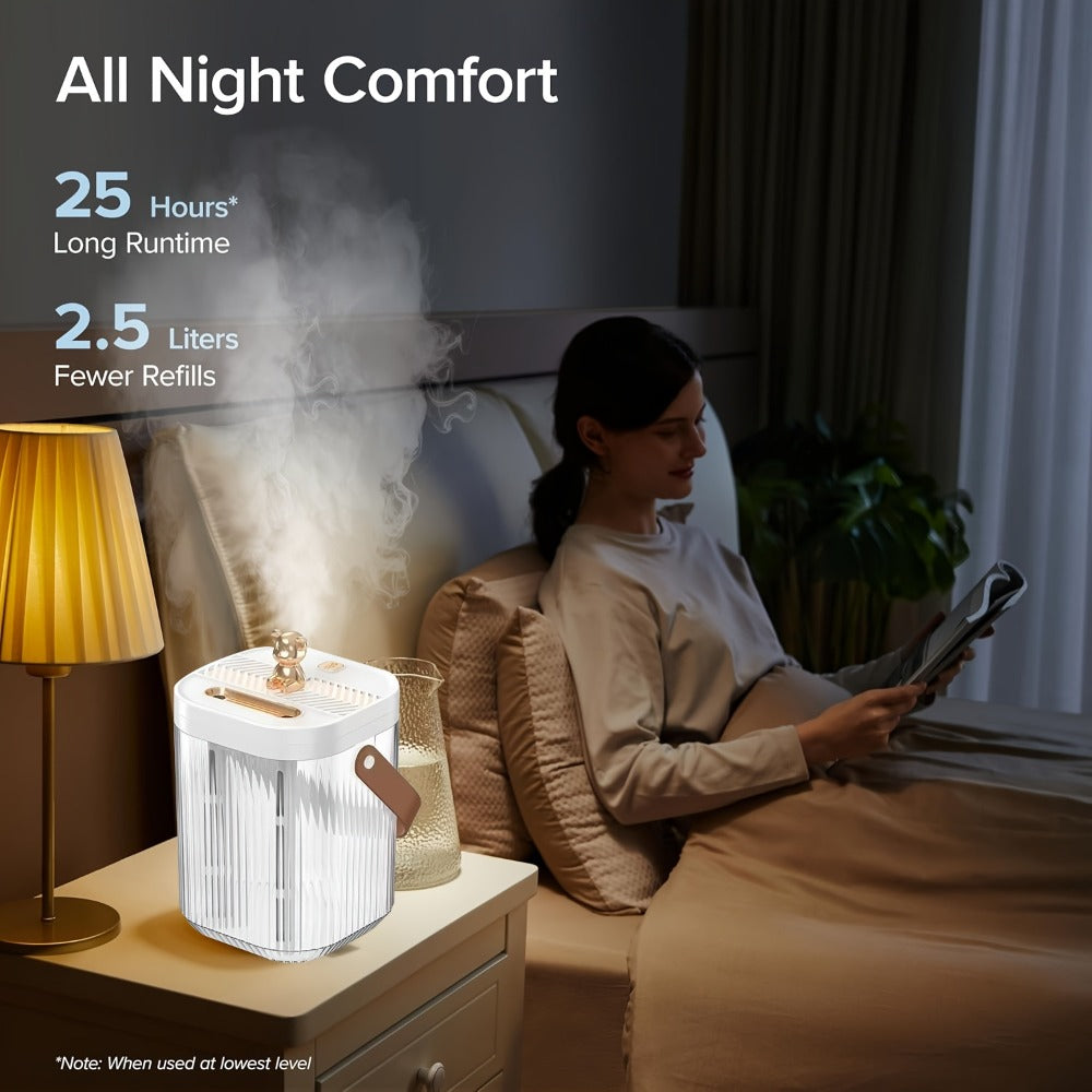 Large Humidifier 2L Smart 2-in-1 with Night Light – Dual Nozzle, 3 Mist Modes, Auto Shut-Off, Dry Burn Protection, Silent Operation, Covers 215 Sq Ft, for Bedroom, Baby Room & Offi - product image 6