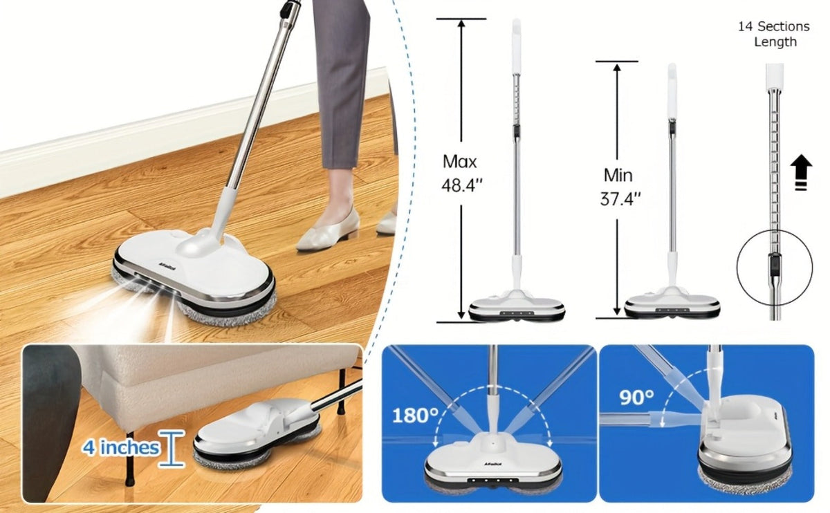 Cordless Electric Spin Mop with LED Headlight & Sprayer, 50-Min Runtime 6oz Water Tank, Lightweight Floor Scrubber for Hardwood Tile Laminate Floors - product image 13