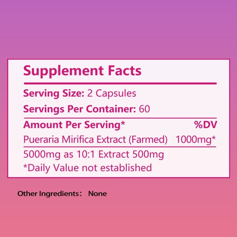 Pueraria Mirifica Breast Enhancement Capsules 120ct | Natural Phytoestrogen Formula for Women | Supports Bust Firmness, Hormonal Balance & Emotional Wellness | Daily Women's Health - product image 2