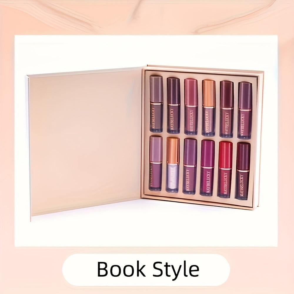 Liquid Lipstick Set 12 Pcs Velvet Matte Long-Lasting – Non-Transfer Shimmer & Nude Shades in Elegant Book-Style Gift Box, Complete Lip Color Collection for Women, Christmas Valenti - product image 7
