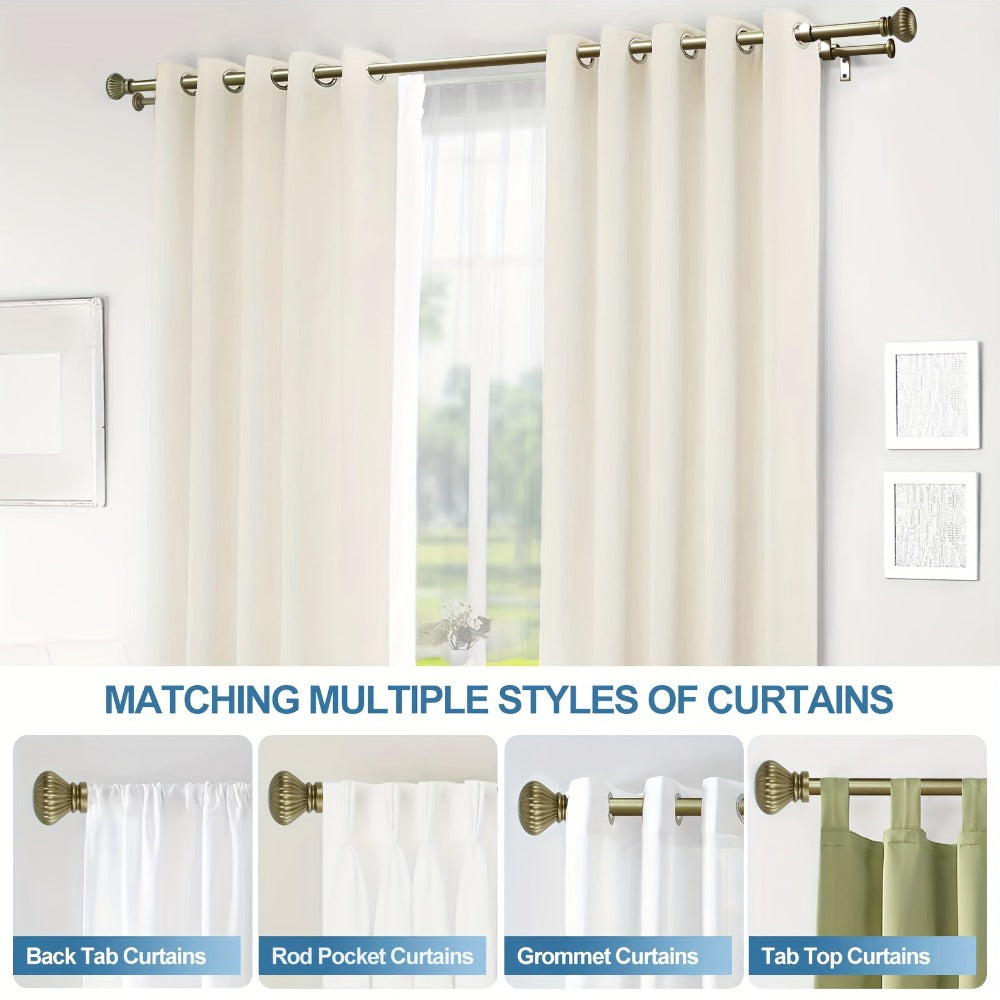 Double Curtain Rod Set Adjustable with Fluted Ball Finials Double Brackets 4 Colors 2 Sizes Window Curtain Hardware - product image 5